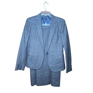 Mark Shale Gray Glen Plaid Wool Skirt Suit Set Vintage Hand Tailored USA 8
